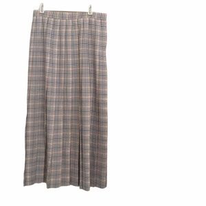 Talbots wool plaid midi pleated skirt